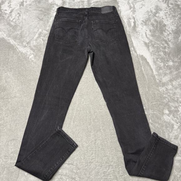 Levis 721 Jeans Womens 29x34 Black Dark Wash Cotton Stretch Straight Slim Fit - Picture 2 of 13